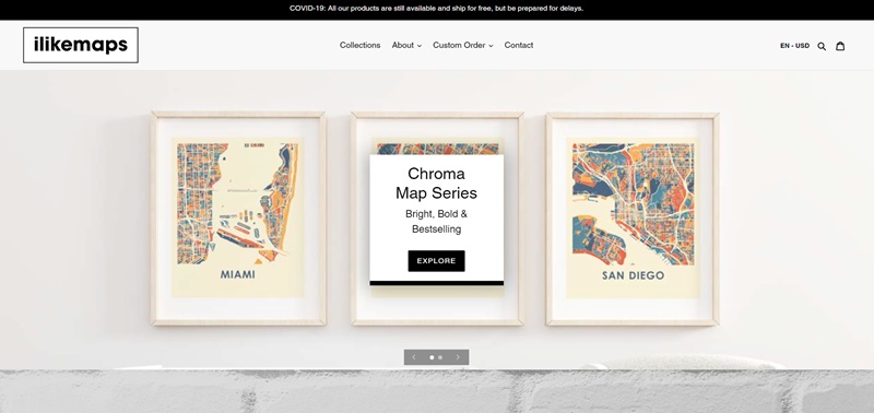 I Like Maps Website Using Shopify