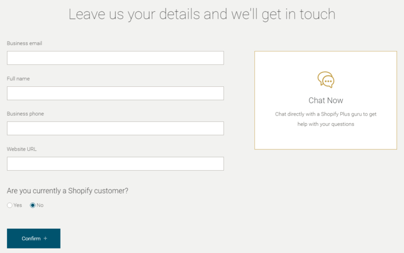Shopify Plus Getting Started Form