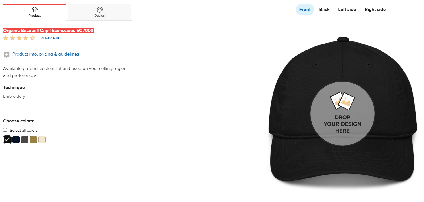 Customizing a hat for dropshipping on Shopify