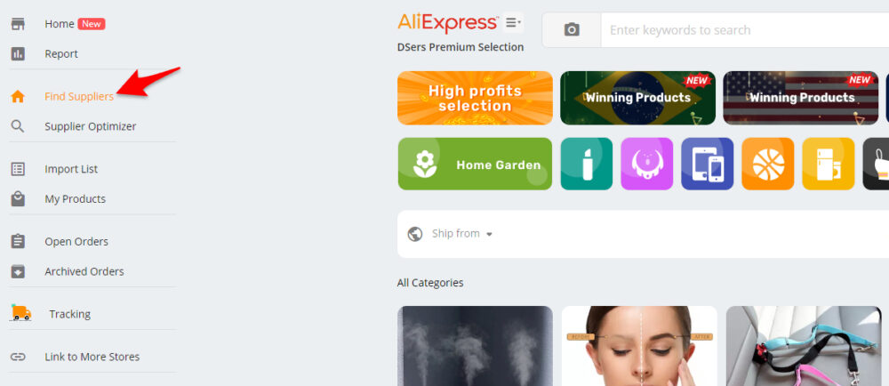 find suppliers on AliExpress for Shopify dropshipping store