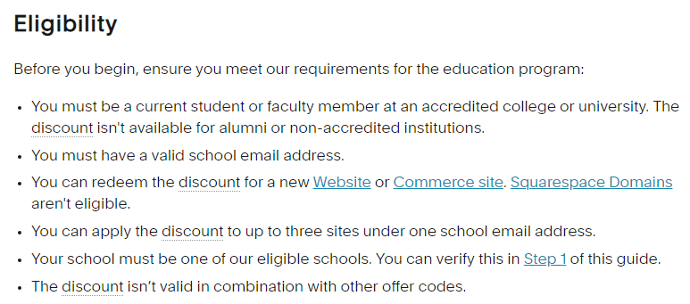 Eligibility Squarespace Pricing Plans For Student And Teachers