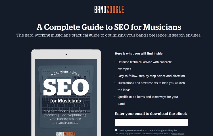 popular Bandzoogle features