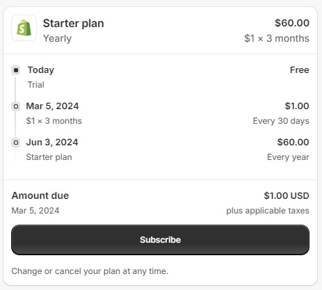 Shopify Starter Plan Discount Breakdown