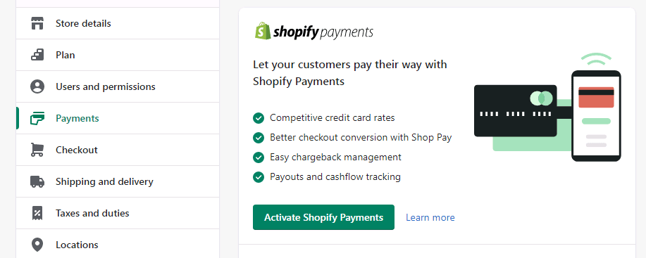 Set up Shopify payments