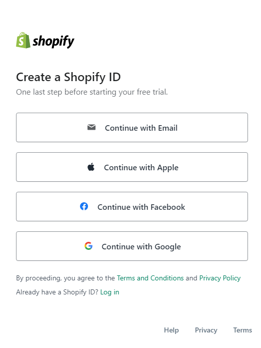 Creating a Shopify ID