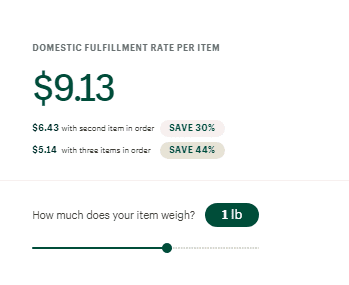 Fulfillment cost for a product