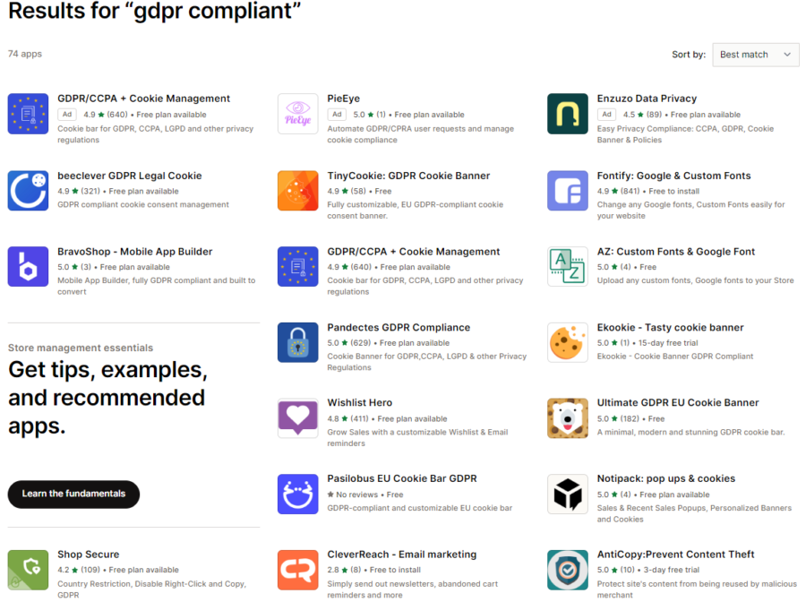 Shopify apps for GDPR compliance