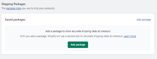shipping packages with Shopify