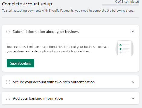 shopify payment set up
