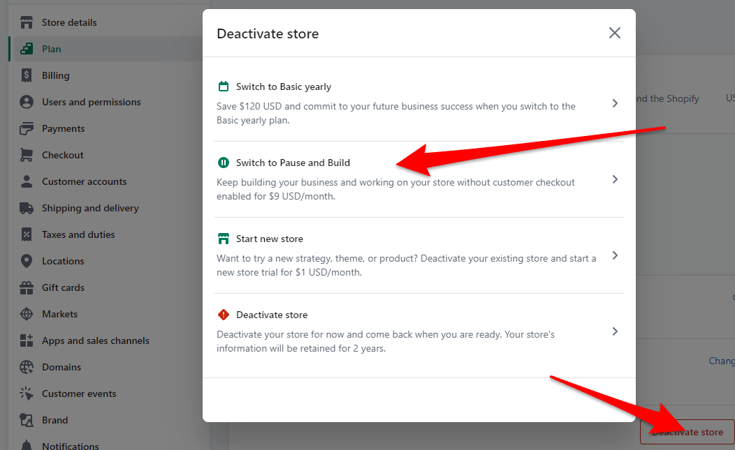 Pausing Shopify Store