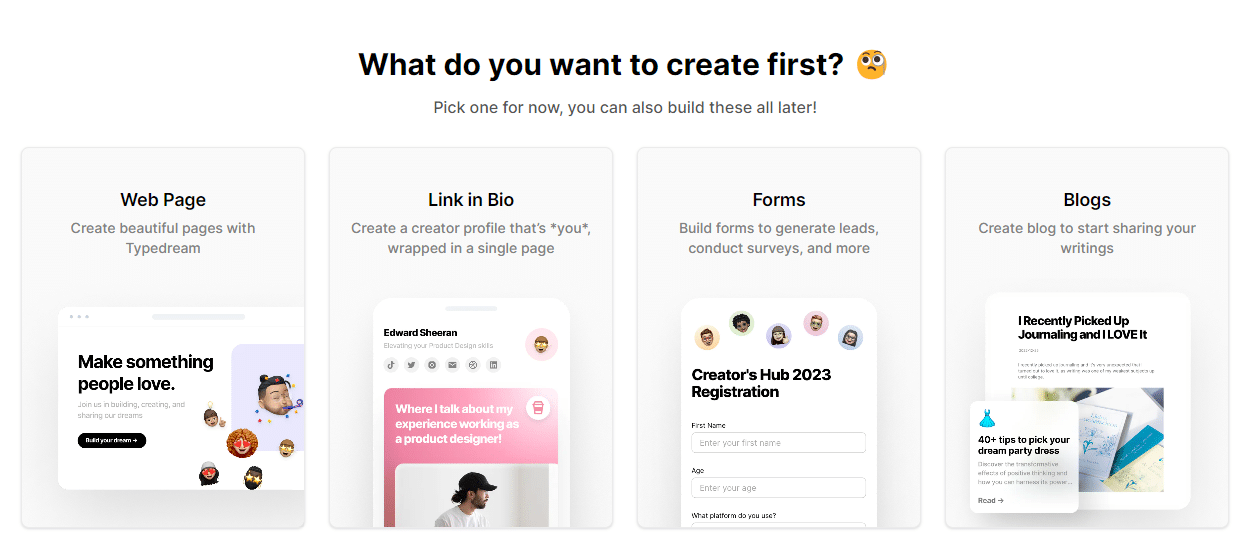 Typedream sign up process on what to do first