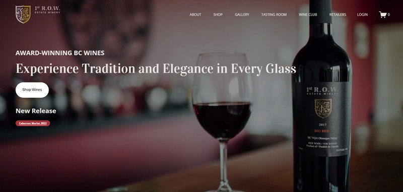 1rst ROW Estate Winery Website