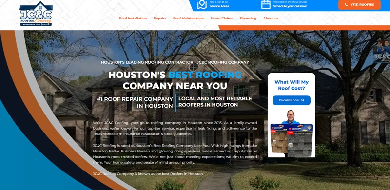 A Houston Roofing Website Homepage