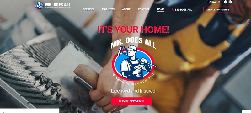 A handyman website example of Mr. Does All
