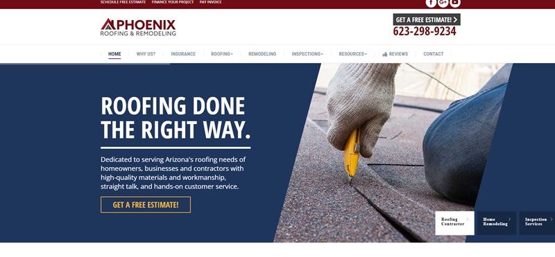 A phoenix roofing company website
