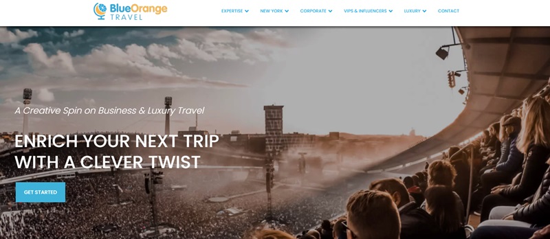 Blue Orange Travel Agency homepage
