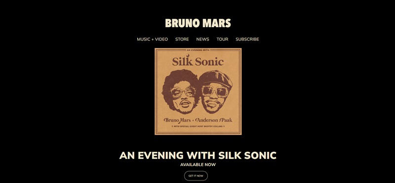 Bruno mars website homepage