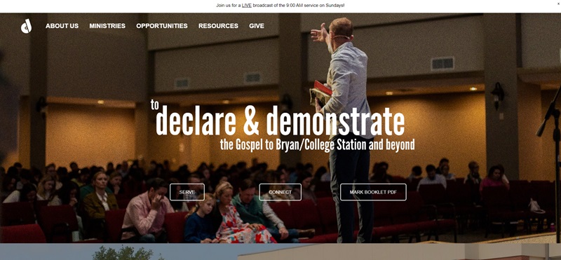 Declaration Churh Website Homepage Design