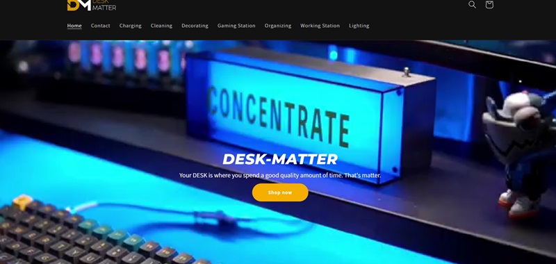 Desk matter ecommerce website example for dropshipping