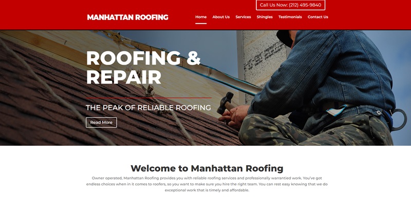 Manhattan roofing company homepage