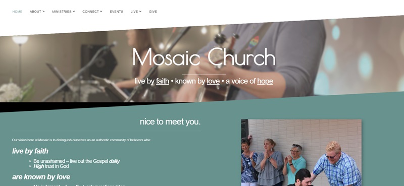 Mosaic Church website example
