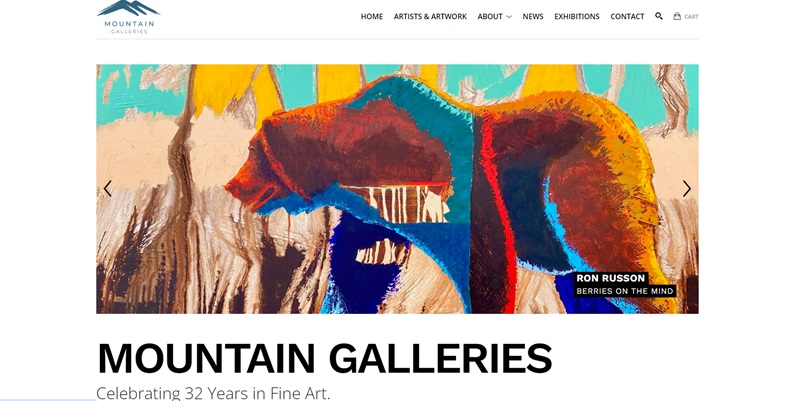 Mountain Galleries website homepage