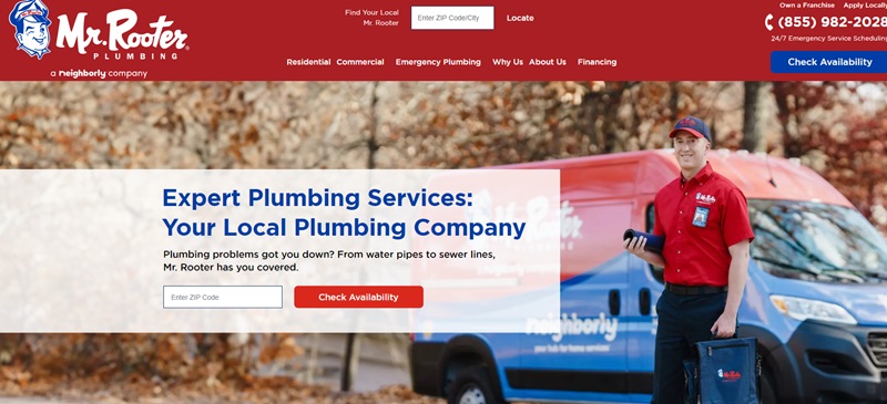 Mr. Rooter Plumbing Website Home Page