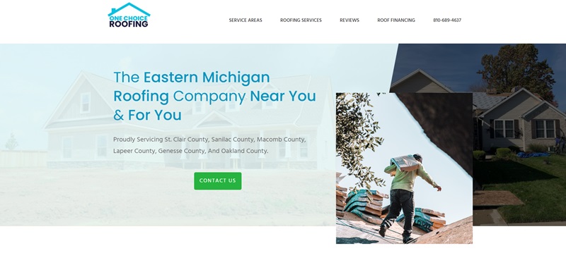 One Choice Roofing Homepage Serving Eastern Michigan