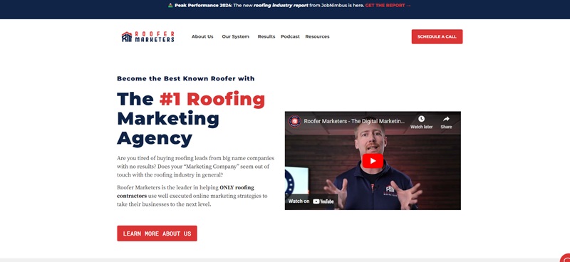 Roofer marketers website example