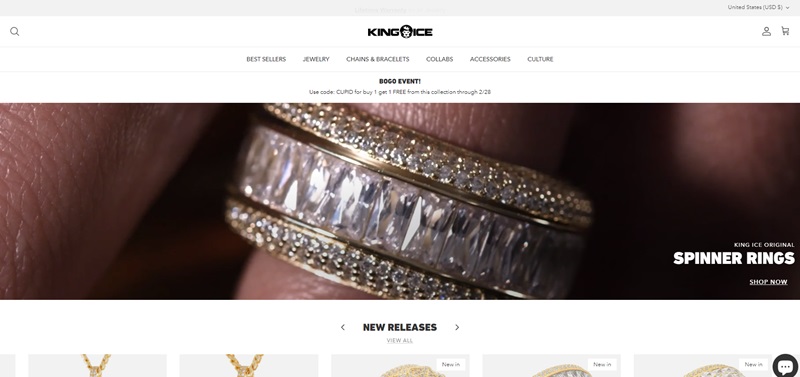 Shopify jewelry store website example