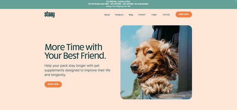 Staay Pet Supplement Website