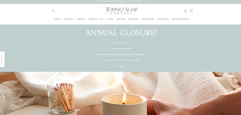 Tofino Soap Company Wholesale Website Example Built On Shopify