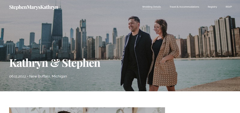Wedding website built off the Squarespace Platform