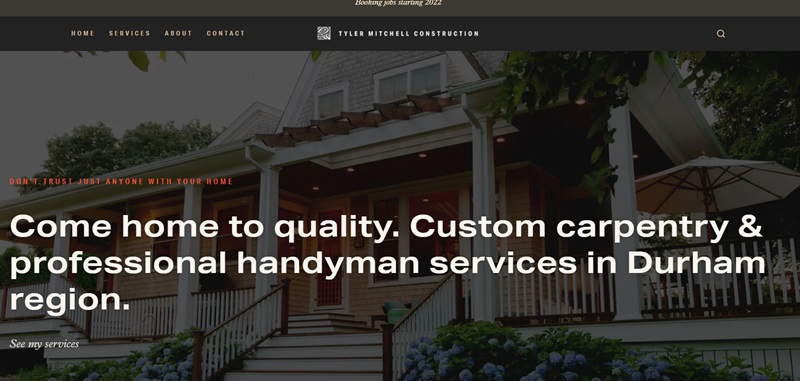 a website homepage of a handyman website