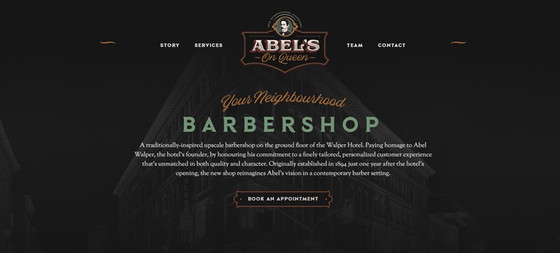 abel on queen barbershop website homepage