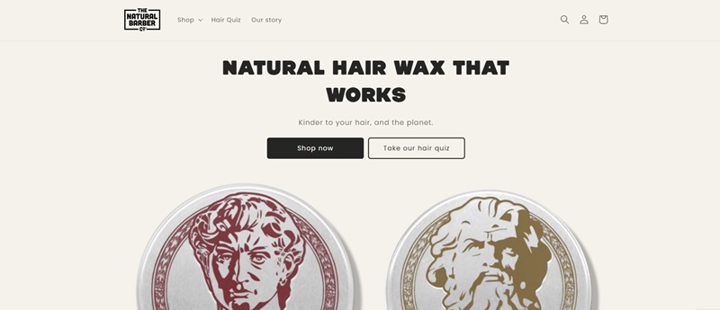 the natural barber website homepage