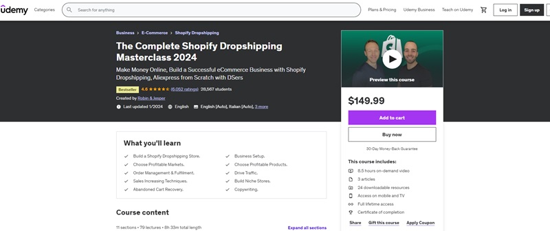 udemy dropshipping course