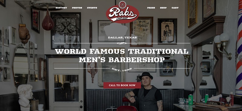 website example of a barbers homepage