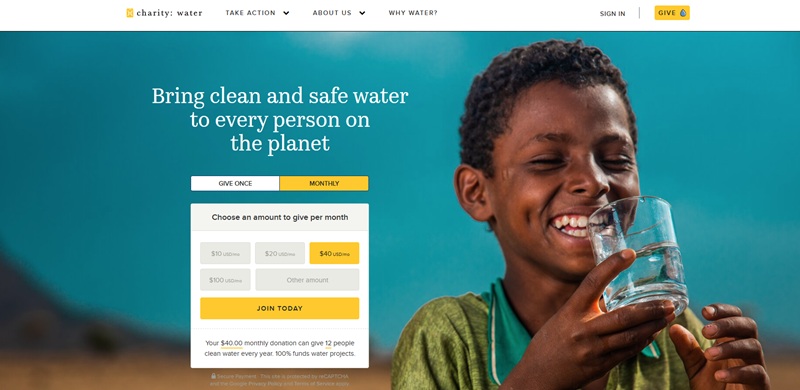 Charity Water Website Nonprofit