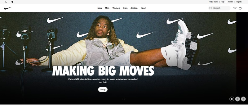 Nike homepage Nike homepage