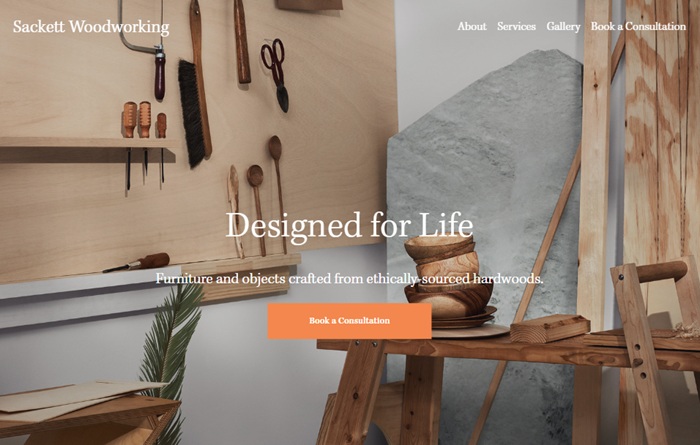 Sackett template offered on Squarespace