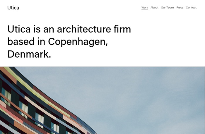 Utica Template offered on Squarespace