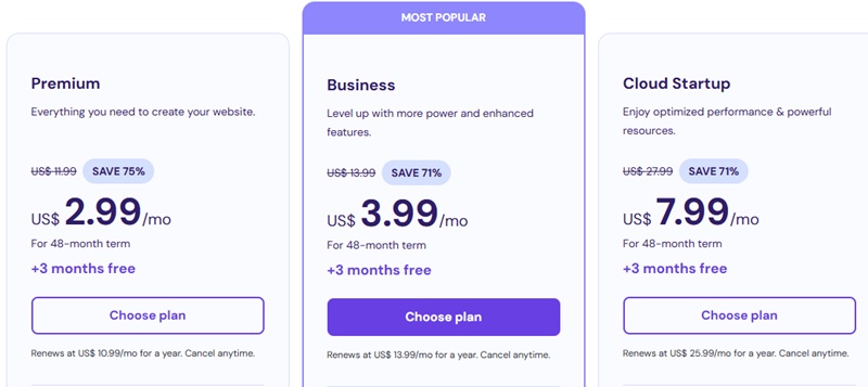 Hostinger Pricing Plans