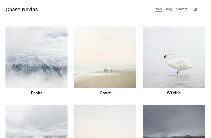 Nevins is one of the best squarespace template for artists