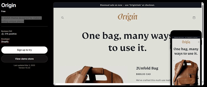 Origin Shopify Theme